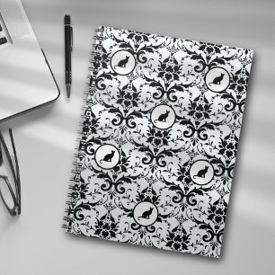 Kat Geïnspireerd Damast Elegantie Lichtblauw Notitieboek