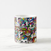 Kat Gekke Clowder van katten, kleurrijk cadeau Koffiemok (Center)