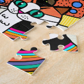 Kat Gekke Clowder van katten, kleurrijk cadeau Legpuzzel (Zijkant)