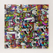 Kat Gekke Clowder van katten, kleurrijk cadeau Legpuzzel (Horizontaal)