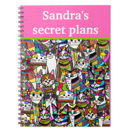 Kat Gekke Clowder van katten, kleurrijk cadeau Notitieboek