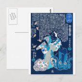 Kat gekleed als vrouw en octopus c.1800's briefkaart (Voorkant / Achterkant)