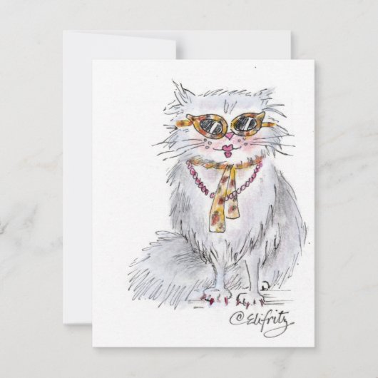 Kat gekleed voor het feest notitiekaartje (Voorkant)
