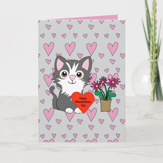 Kat Gelukkige Meowentines Dag Kaart (Voorkant)