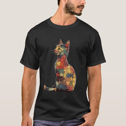 Kat Gemaakt Van Legpuzzel Kunst T-shirt (Voorkant)