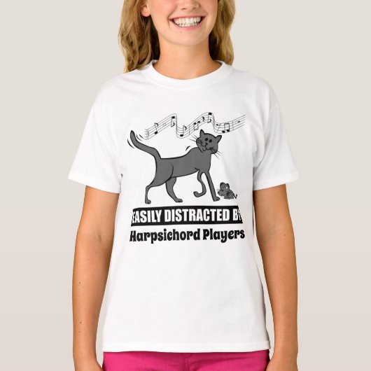 Kat Gemakkelijk verstoord door Harpsichord-spelers T-shirt (Voorkant)