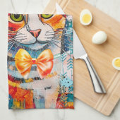 Kat gemengde gemengde papier collage keukenhanddoe theedoek (Quarter Fold)