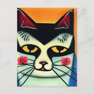 Kat gemengde media briefkaart