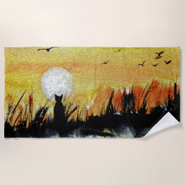 Kat geobsedeerd door de motorhanddoek strandlaken