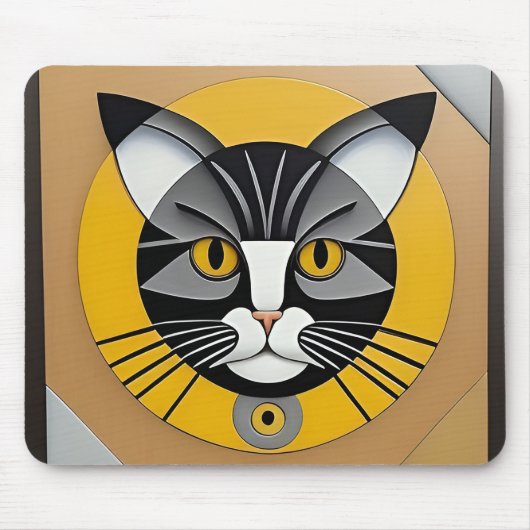 Kat Geometrische Kunst Muismat (Voorkant)