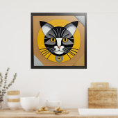 Kat Geometrische Kunst Poster (Keuken)