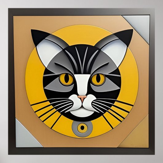 Kat Geometrische Kunst Poster (Voorkant)