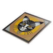 Kat Geometrische Kunst Tegeltje (Zijkant)
