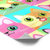 Kat Geschenk | Mooie Kawaii Kat Patroon Poster (Hoek)