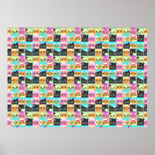 Kat Geschenk Mooie Kawaii Kat Patroon Poster