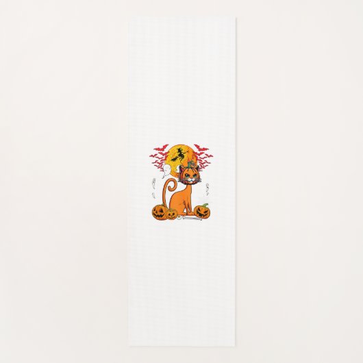 Kat gesneden pompoen horror hoofd Halloween eigena Yogamat (Voorkant)