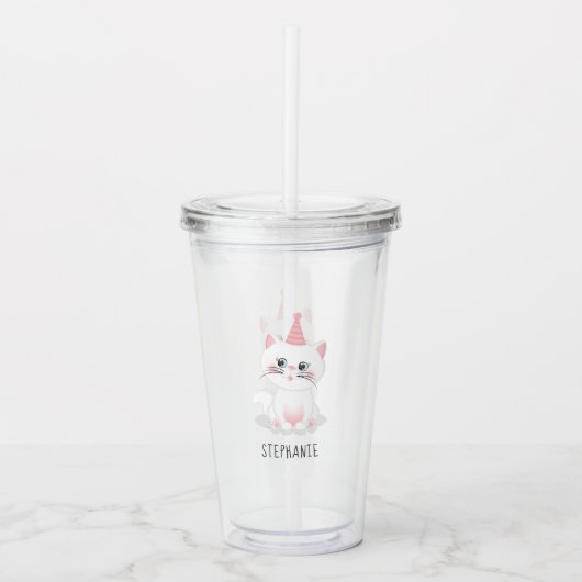 Kat Gesponnen op dag van geboorte Acryl Drinkbeker (Voorkant)