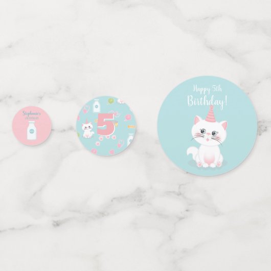 Kat Gesponnen op dag van geboorte Confetti (Achterkanten)