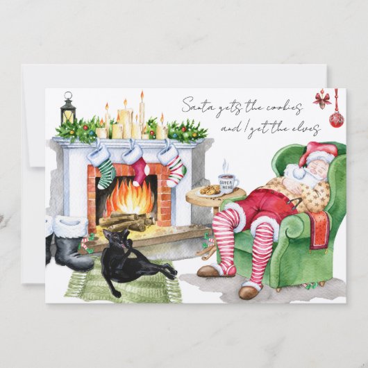 Kat Gets De Elfen Grappig Kerstmis Groet Kaart (Voorkant)