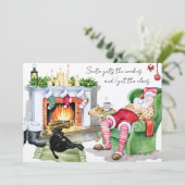 Kat Gets De Elfen Grappig Kerstmis Groet Kaart (Staand voorkant)