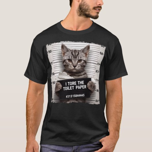 Kat Gevangenis Foto Slechte Kat Mugshot Moeder Pa  T-shirt (Voorkant)