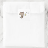 Kat Gevist met Geviste staaf Vierkante Sticker (Tas)