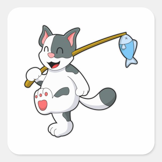 Kat Gevist met Geviste staaf Vierkante Sticker (Voorkant)