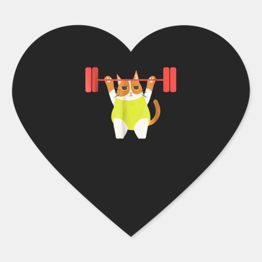 Kat-gewicht optillen Funny Cat Lover Workout Hart Sticker (Voorkant)