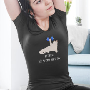 Kat Gewichten Kitten mijn Werk uit Op T-shirt