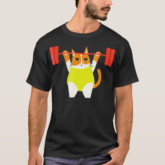 Kat Gewichtheffen Grappige Kat Lover Workout Gym T-shirt (Voorkant)