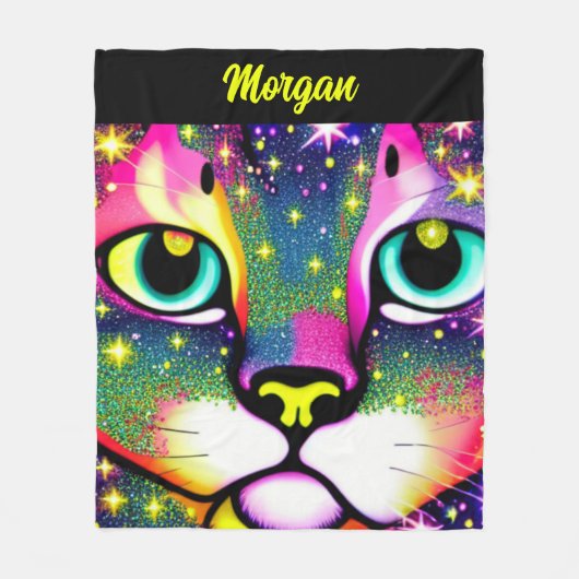 Kat Gezicht Close-up Pop Art   Fleece Deken (Voorkant)