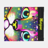 Kat Gezicht Close-up Pop Art   Fleece Deken (Voorkant (Horizontaal))