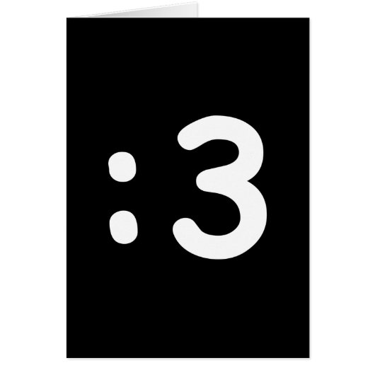 Kat Gezicht Emoticon :3 Wenskaart (Voorkant)