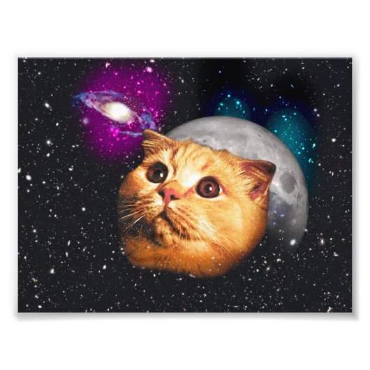 Kat gezicht en maan foto afdruk (Voorkant)