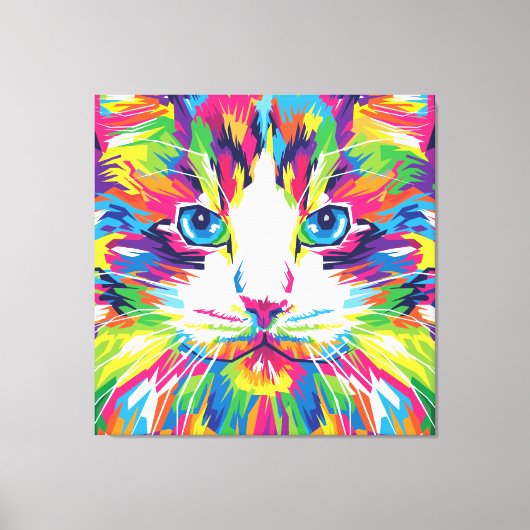 Kat Gezicht Geometrisch Prismatisch Ontwerp-32453 Canvas Afdruk (Voorkant)