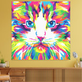 Kat Gezicht Geometrisch Prismatisch Ontwerp-32453 Canvas Afdruk (Insitu (Woonkamer))