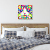 Kat Gezicht Geometrisch Prismatisch Ontwerp-32453 Canvas Afdruk (Insitu (Slaapkamer))