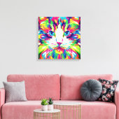 Kat Gezicht Geometrisch Prismatisch Ontwerp-32453 Canvas Afdruk (Insitu (Woonkamer))