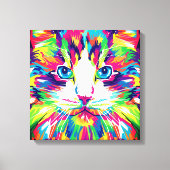 Kat Gezicht Geometrisch Prismatisch Ontwerp-32453 Canvas Afdruk (Voorkant)