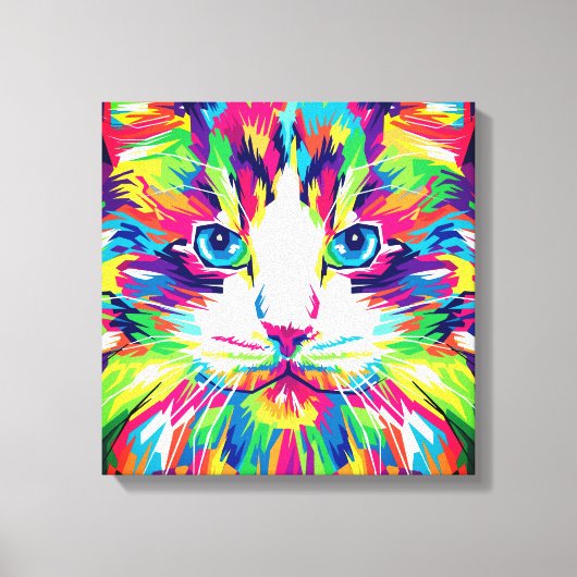 Kat Gezicht Geometrisch Prismatisch Ontwerp-32453 Canvas Afdruk (Voorkant)