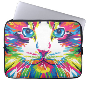 Kat Gezicht Geometrisch Prismatisch Ontwerp-32453 Laptop Sleeve
