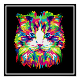 Kat Gezicht Geometrisch Prismatisch Ontwerp-32453 Perfect Poster