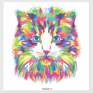 Kat Gezicht Geometrisch Prismatisch Ontwerp-32453 Sticker