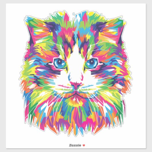 Kat Gezicht Geometrisch Prismatisch Ontwerp-32453 Sticker (Vel)