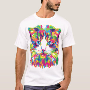Kat Gezicht Geometrisch Prismatisch Ontwerp-32453 T-shirt