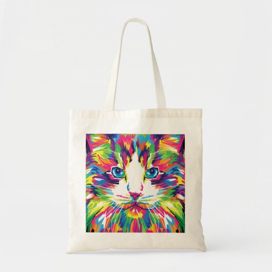 Kat Gezicht Geometrisch Prismatisch Ontwerp-32453 Tote Bag (Voorkant)
