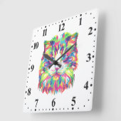 Kat Gezicht Geometrisch Prismatisch Ontwerp-32453 Vierkante Klok (Hoek)