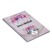  Kat Gezicht op een Faux roze achtergrond Notitieboek (Rechterzijde)