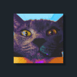 Kat Gezicht Pop Art Canvas Print<br><div class="desc">Canvasprint met een close-up kattengezicht in levendige kleuren.</div>