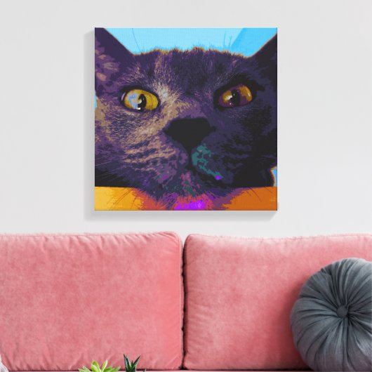 Kat Gezicht Pop Art Canvas Print (Insitu (Woonkamer))